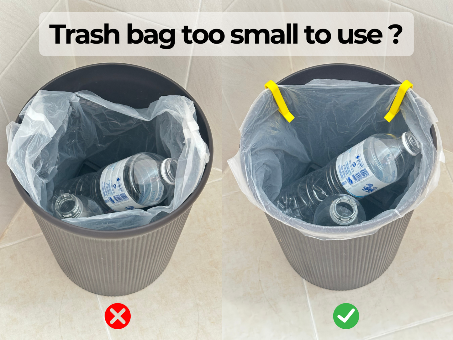 Pack of 8 - Dustbin Bag Holder Clip – Anti-Slip Trash Bag Locks | Universal Fit for Dustbins | Eco-Friendly Bioplastic | Keeps Bags from Falling Inside (8 Pcs.)