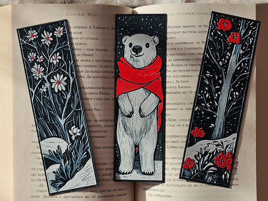 Pack of 3 | Polar Bear Winter Forest Bookmark Set | Cute Aesthetic 3D Bookmarks | Durable & Long-Lasting