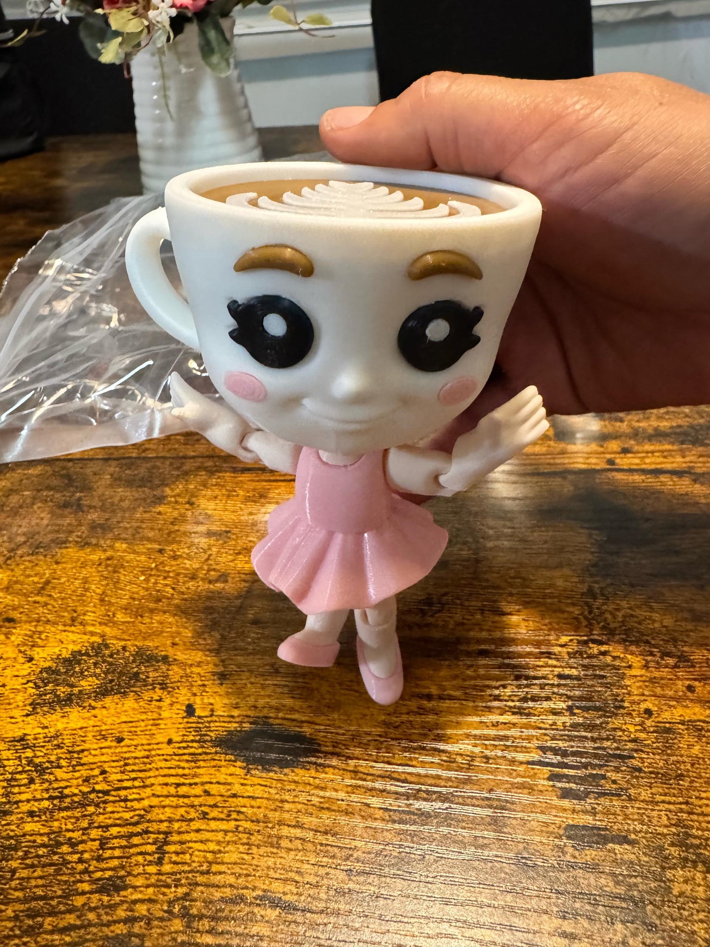 Ballerina Cappuccino Toy Figure | 5.5-Inch | Viral Italian Brainrot Collectible | Articulated Model with Pink Dress | Funny Desk Decor Gift | Eco-Friendly Bioplastic | (Pack of 1)