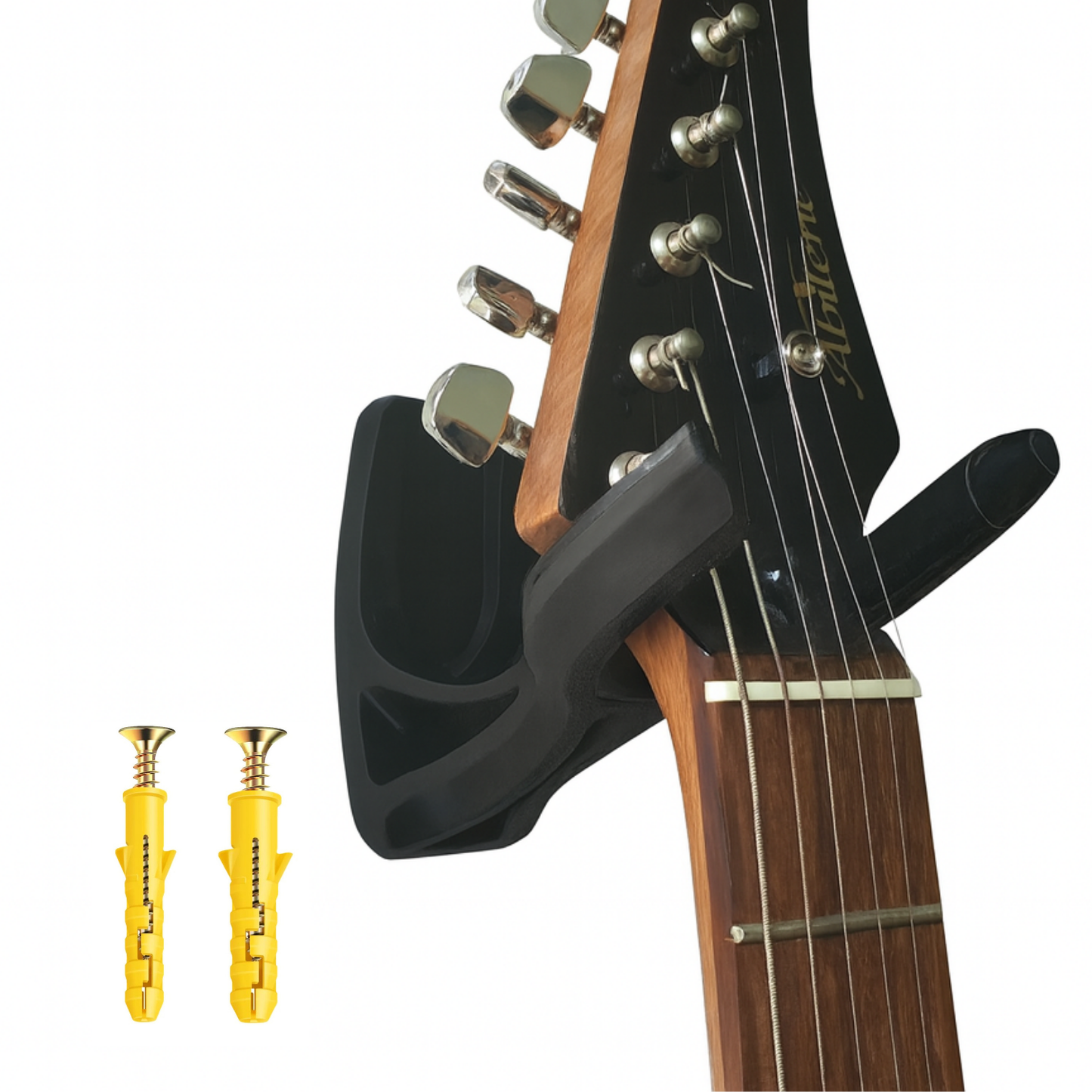 Guitar Wall Mount Holder | Durable Bioplastic Hanger for Acoustic & Electric Guitars | Easy Installation | Comes with Hidden Screws with Slide Lock System | (60mm Wide)