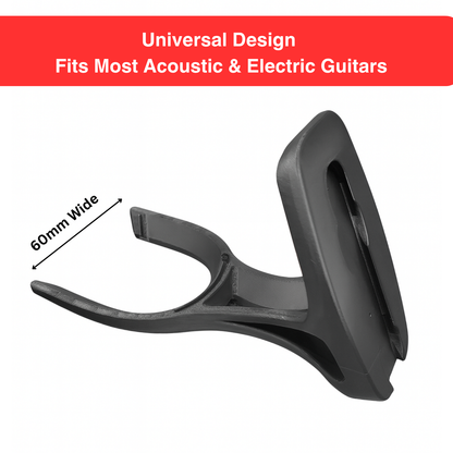Guitar Wall Mount Holder | Durable Bioplastic Hanger for Acoustic & Electric Guitars | Easy Installation | Comes with Hidden Screws with Slide Lock System | (60mm Wide)