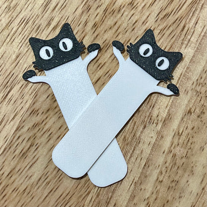 Set of 6 Peekaboo Cat Bookmarks for Cat Lovers – Peekaboo Black Cat Design with 3 Large & 3 Small Bookmarks