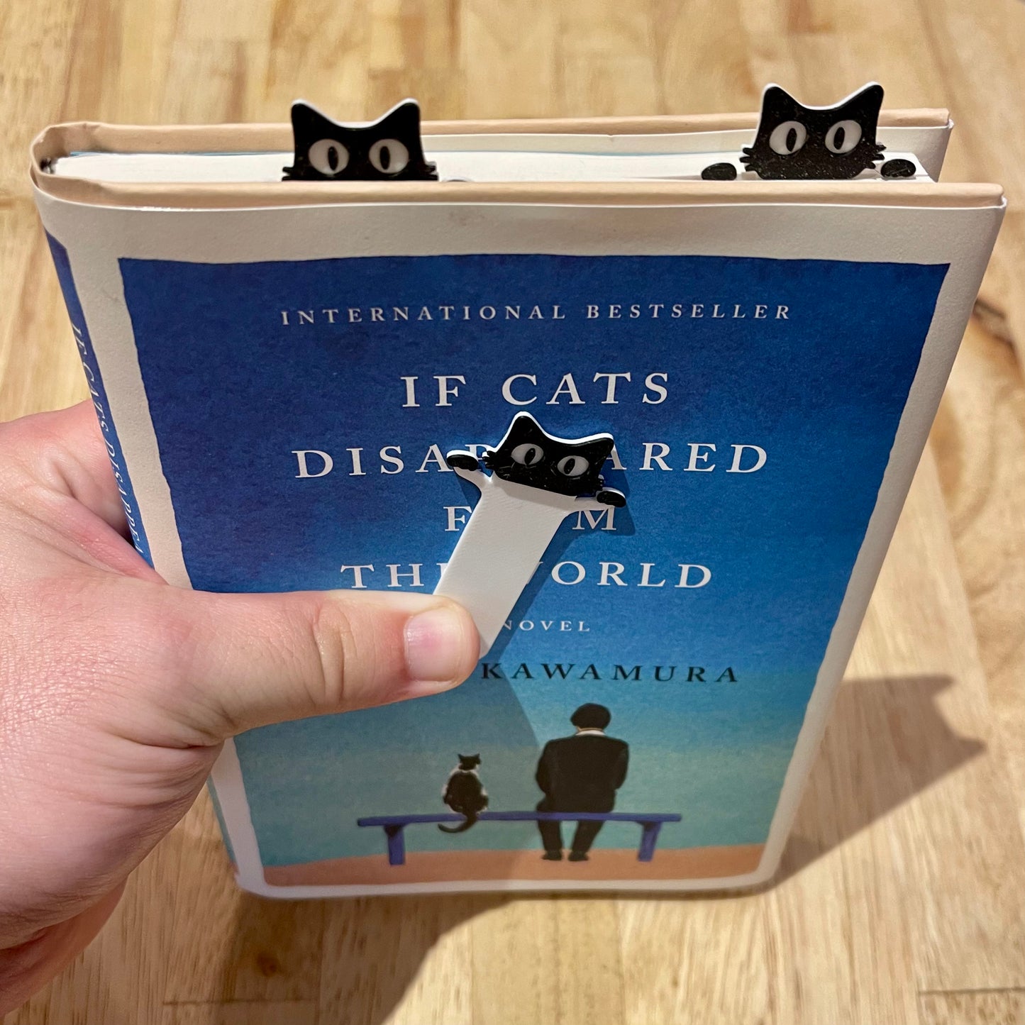 Set of 6 Peekaboo Cat Bookmarks for Cat Lovers – Peekaboo Black Cat Design with 3 Large & 3 Small Bookmarks