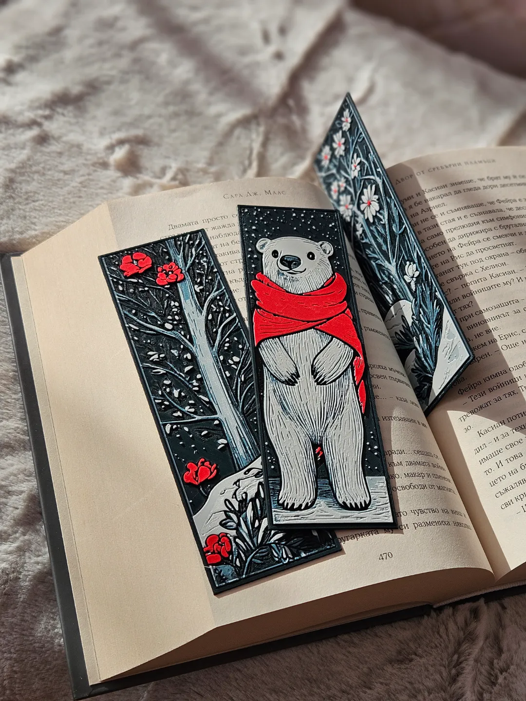 Pack of 3 | Polar Bear Winter Forest Bookmark Set | Cute Aesthetic 3D Bookmarks | Durable & Long-Lasting