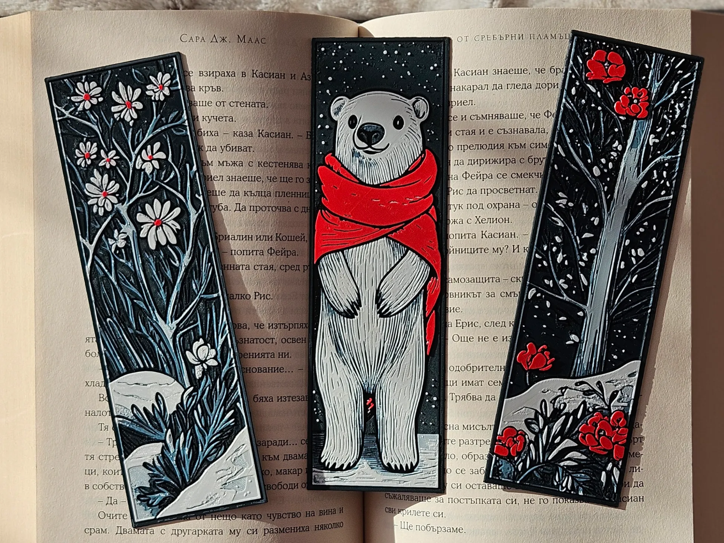 Pack of 3 | Polar Bear Winter Forest Bookmark Set | Cute Aesthetic 3D Bookmarks | Durable & Long-Lasting