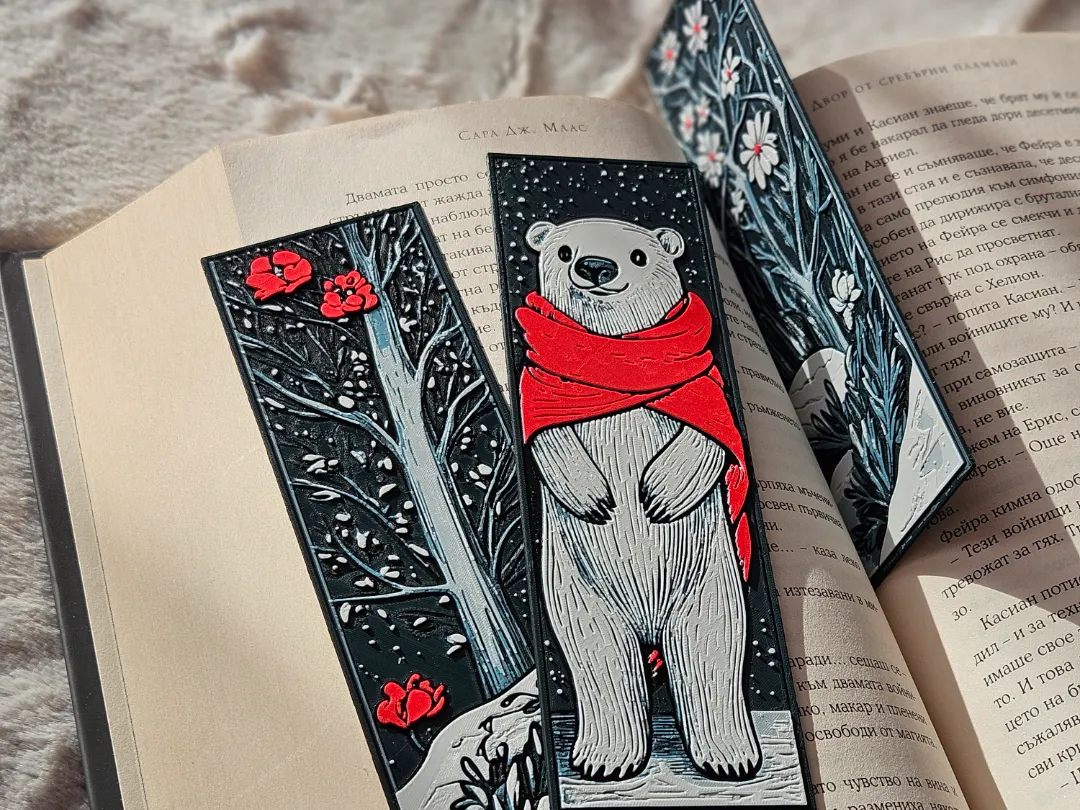 Pack of 3 | Polar Bear Winter Forest Bookmark Set | Cute Aesthetic 3D Bookmarks | Durable & Long-Lasting