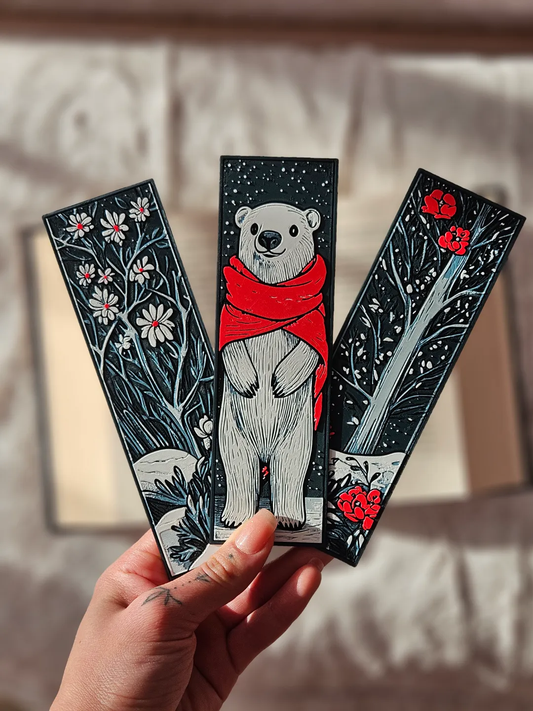 Pack of 3 | Polar Bear Winter Forest Bookmark Set | Cute Aesthetic 3D Bookmarks | Durable & Long-Lasting