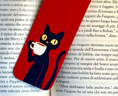 Chill Cat Bookmark with Tassel– Cute Black Cat Design | Eco-Friendly Bioplastic | Gift for Readers, Students, Cat Lovers