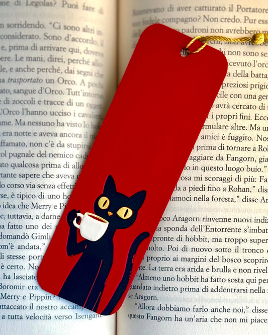 Chill Cat Bookmark with Tassel– Cute Black Cat Design | Eco-Friendly Bioplastic | Gift for Readers, Students, Cat Lovers