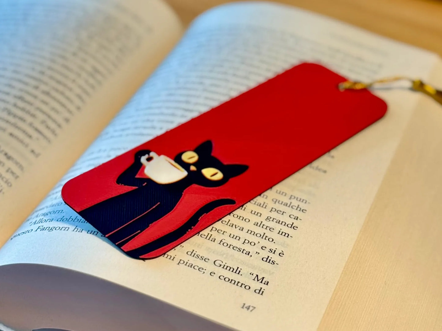 Chill Cat Bookmark with Tassel– Cute Black Cat Design | Eco-Friendly Bioplastic | Gift for Readers, Students, Cat Lovers
