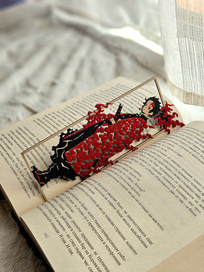 3D Tanjiro Demon Slayer Layered Bookmark | Black and Red Flame Design, 15 x 5 cm, Collectible Anime Accessory