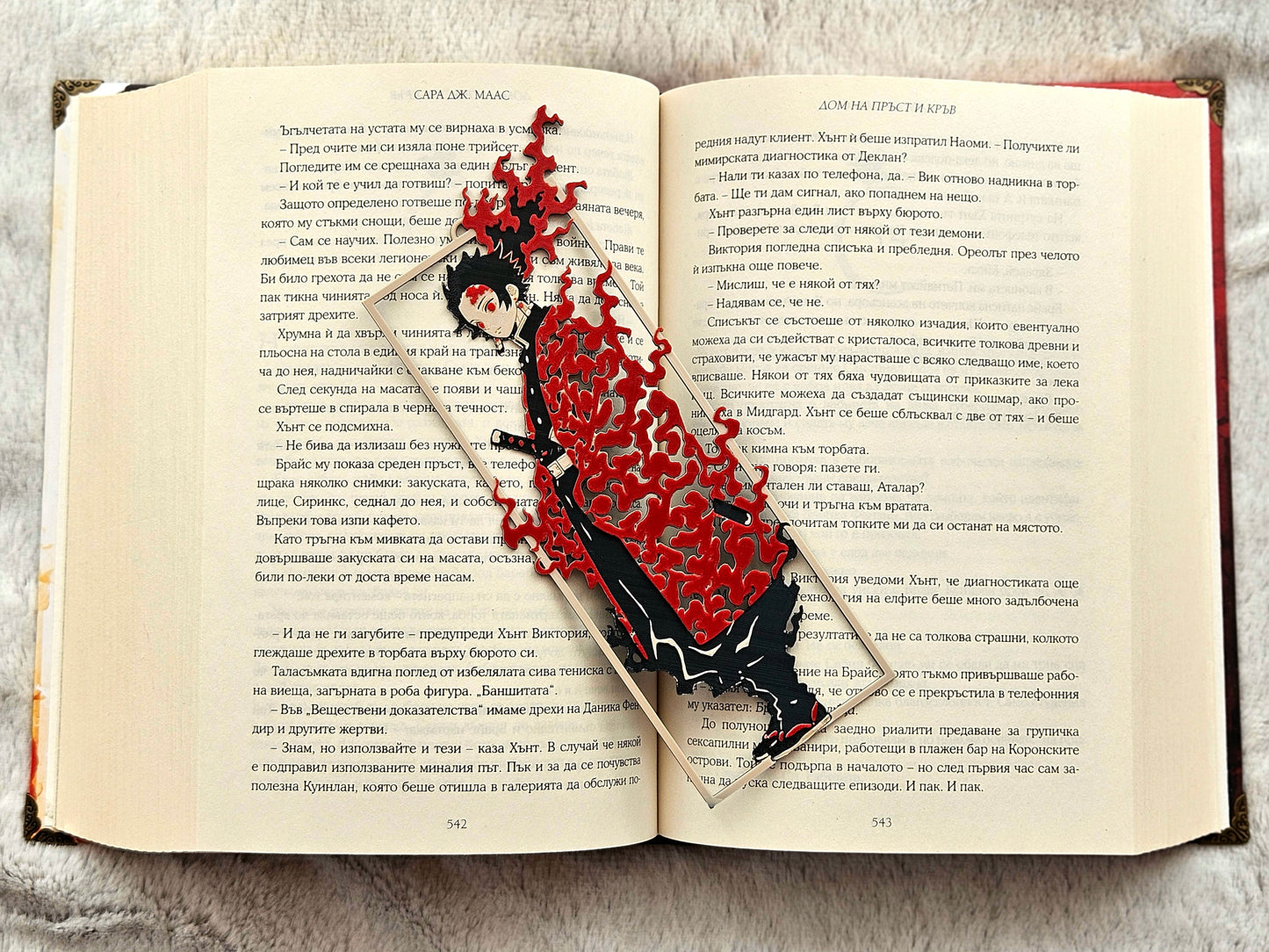 3D Tanjiro Demon Slayer Layered Bookmark | Black and Red Flame Design, 15 x 5 cm, Collectible Anime Accessory