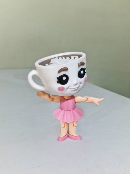 Ballerina Cappuccino Toy Figure | 5.5-Inch | Viral Italian Brainrot Collectible | Articulated Model with Pink Dress | Funny Desk Decor Gift | Eco-Friendly Bioplastic | (Pack of 1)