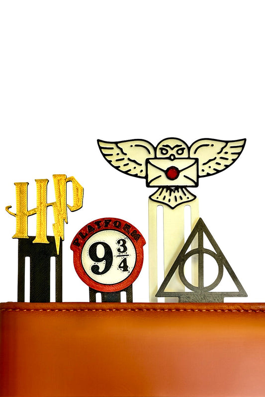 Wizard Themed Bookmark Set | Iconic Harry Potter Inspired Symbols | Durable 3D Bookmarks for Readers & Collectors | Perfect Gift for Potterheads & Fantasy Fans