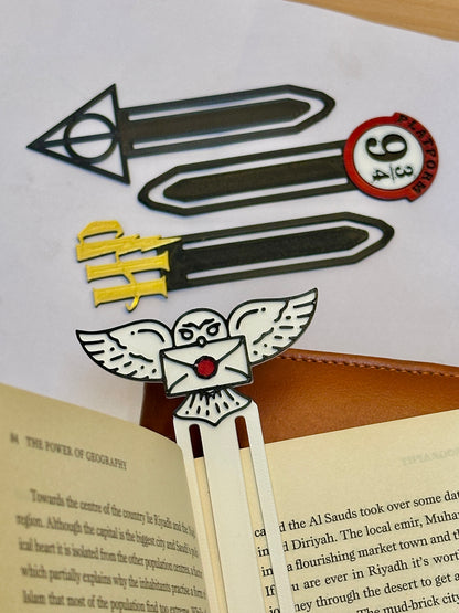 Wizard Themed Bookmark Set | Iconic Harry Potter Inspired Symbols | Durable 3D Bookmarks for Readers & Collectors | Perfect Gift for Potterheads & Fantasy Fans