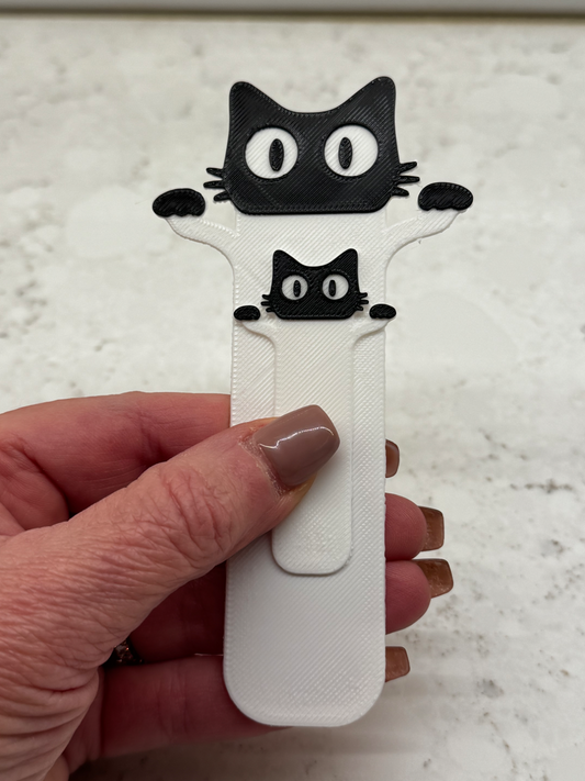 Set of 6 Peekaboo Cat Bookmarks for Cat Lovers – Peekaboo Black Cat Design with 3 Large & 3 Small Bookmarks
