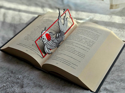3D Koi Fish Bookmark | Japanese Inspired Art Bookmark | Bioplastic, Eco-Friendly | White & Red Koi with Tassel | Gift for Book Lovers & Readers | Unique 3D Effect