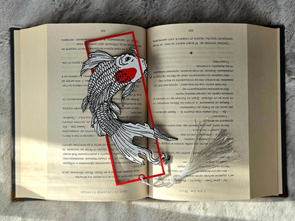 3D Koi Fish Bookmark | Japanese Inspired Art Bookmark | Bioplastic, Eco-Friendly | White & Red Koi with Tassel | Gift for Book Lovers & Readers | Unique 3D Effect