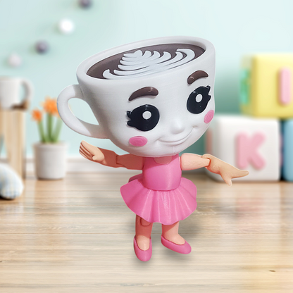 Ballerina Cappuccino Toy Figure | 5.5-Inch | Viral Italian Brainrot Collectible | Articulated Model with Pink Dress | Funny Desk Decor Gift | Eco-Friendly Bioplastic | (Pack of 1)