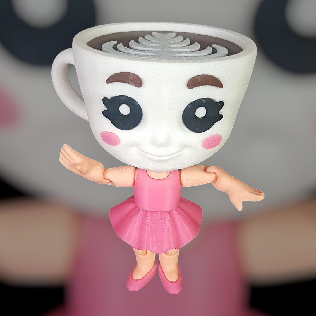 Ballerina Cappuccino Toy Figure | 5.5-Inch | Viral Italian Brainrot Collectible | Articulated Model with Pink Dress | Funny Desk Decor Gift | Eco-Friendly Bioplastic | (Pack of 1)