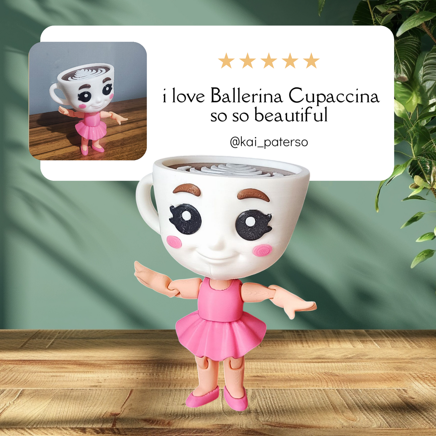 Ballerina Cappuccino Toy Figure | 5.5-Inch | Viral Italian Brainrot Collectible | Articulated Model with Pink Dress | Funny Desk Decor Gift | Eco-Friendly Bioplastic | (Pack of 1)