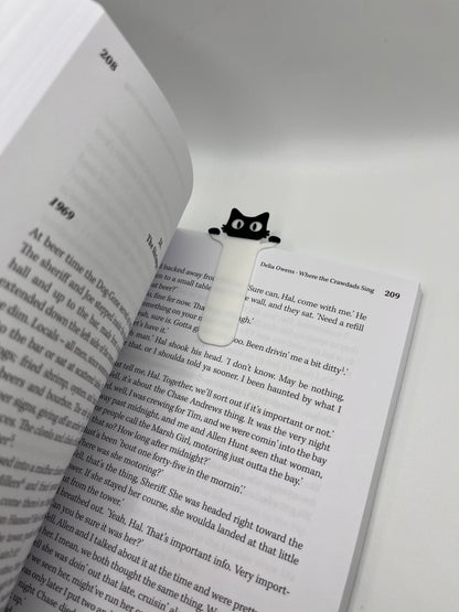 Set of 6 Peekaboo Cat Bookmarks for Cat Lovers – Peekaboo Black Cat Design with 3 Large & 3 Small Bookmarks