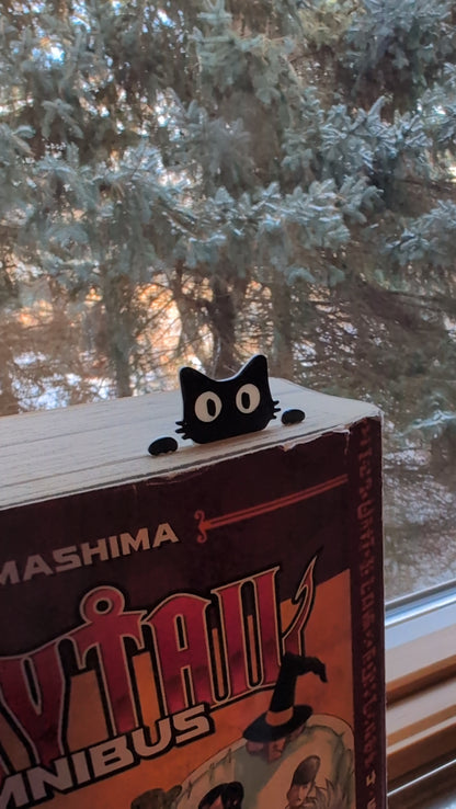 Set of 6 Peekaboo Cat Bookmarks for Cat Lovers – Peekaboo Black Cat Design with 3 Large & 3 Small Bookmarks