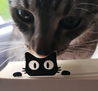 Set of 6 Peekaboo Cat Bookmarks for Cat Lovers – Peekaboo Black Cat Design with 3 Large & 3 Small Bookmarks